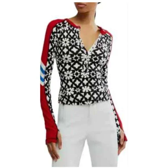 FP Movement by Free People Kick Off Printed Layer Top Black Red White Graphic L - Picture 7 of 16